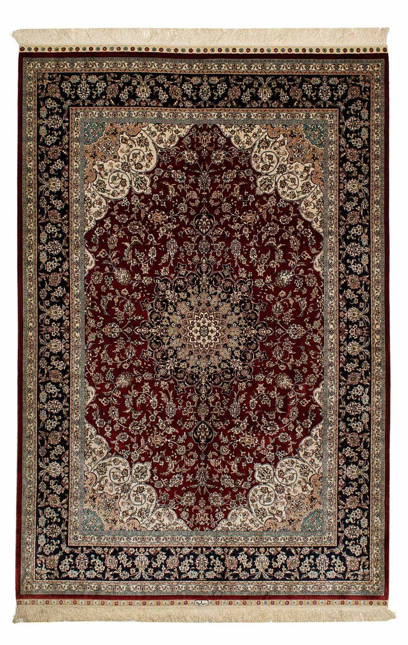 China Seide Teppich 137x198cm - Orientteppich - dunkelrot
