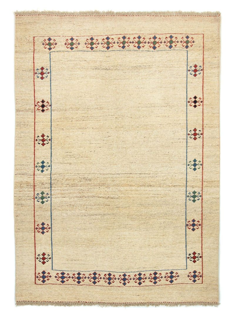 Gabbeh Persisch Teppich 147x206cm - Perserteppich Wollteppich - beige