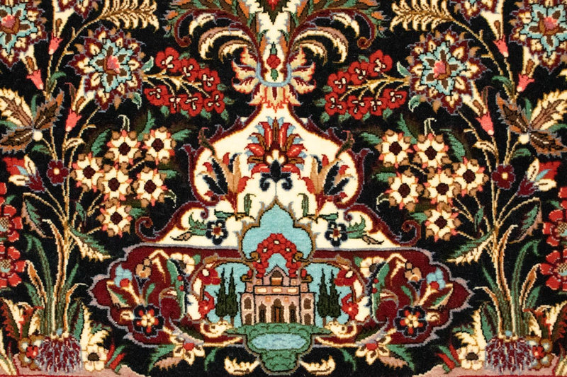 Ghom Teppich 107x163cm - Perserteppich - dunkelblau
