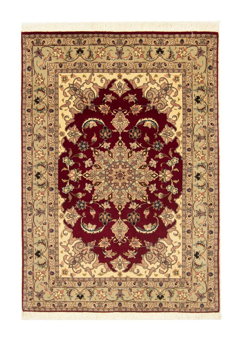 Täbriz - 50 Raj Teppich 100x150cm - Perserteppich - rot