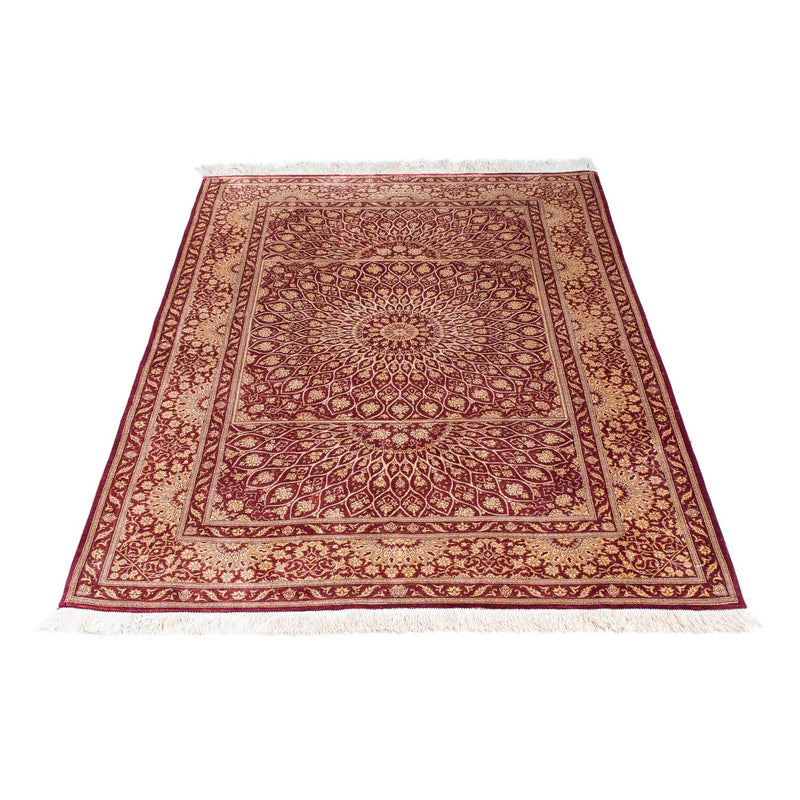 Ghom Teppich 100x151cm - Perserteppich - dunkelrot