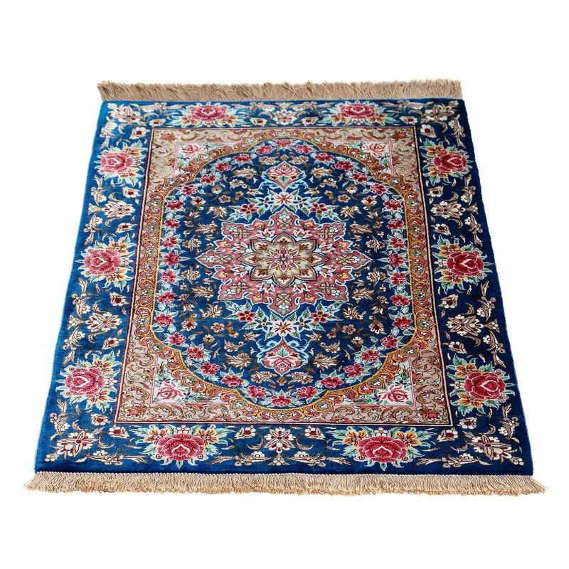 Ghom Teppich 55x80cm - Perserteppich - dunkelblau
