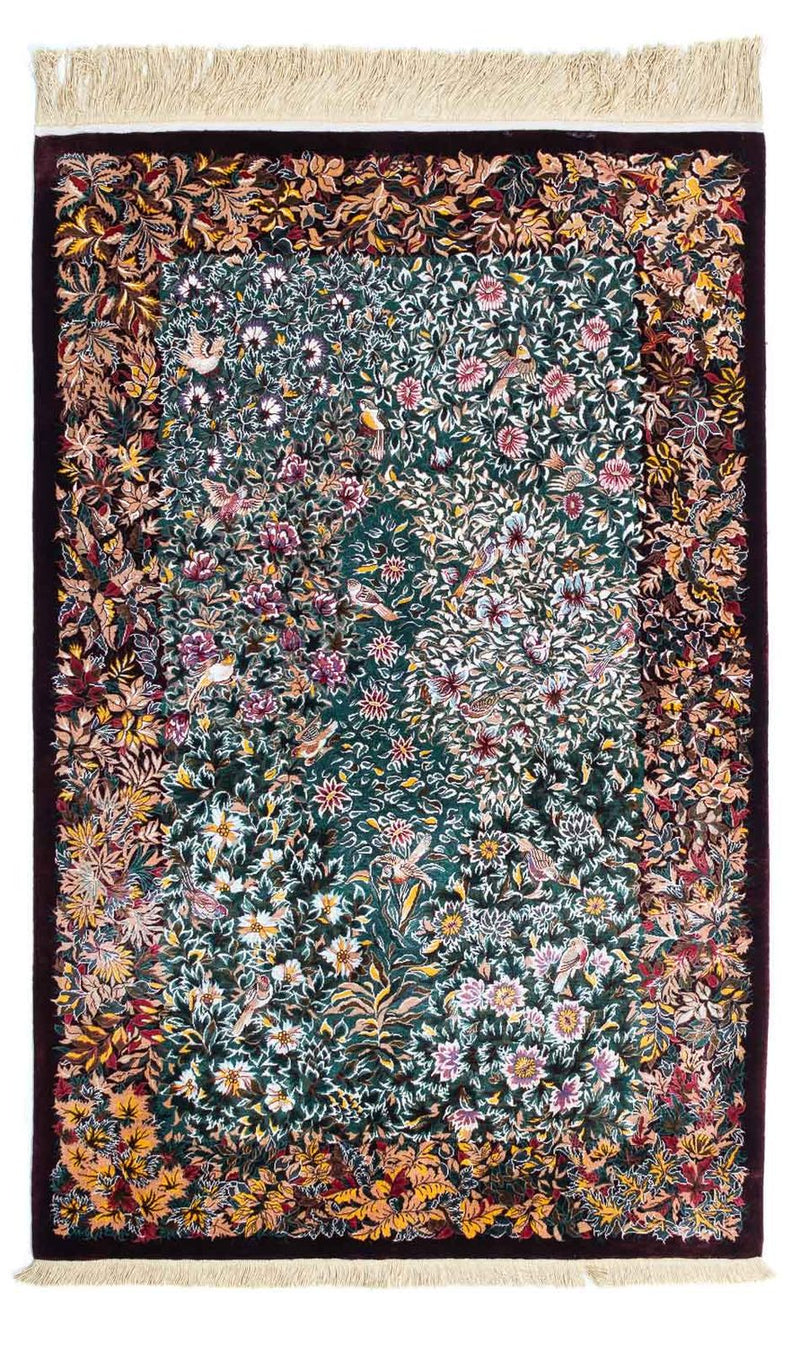 Ghom Teppich 78x120cm - Perserteppich - dunkelrot
