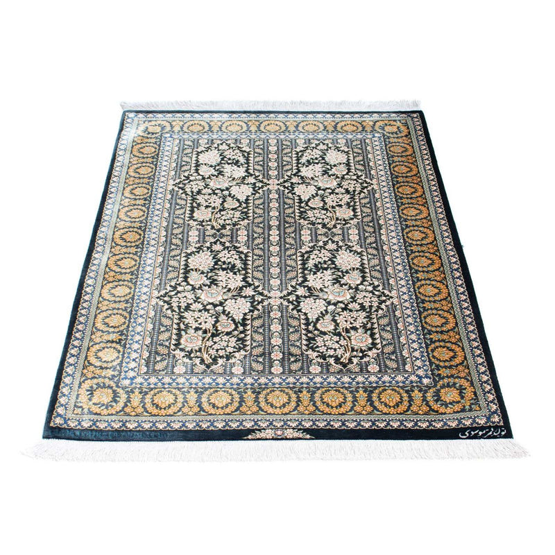Ghom Teppich 80x118cm - Perserteppich - dunkelblau