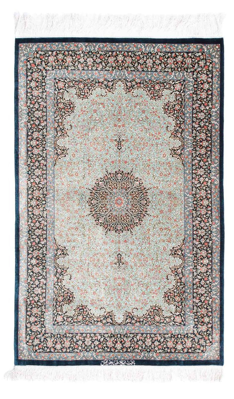 Ghom Teppich 77x121cm - Perserteppich - dunkelblau