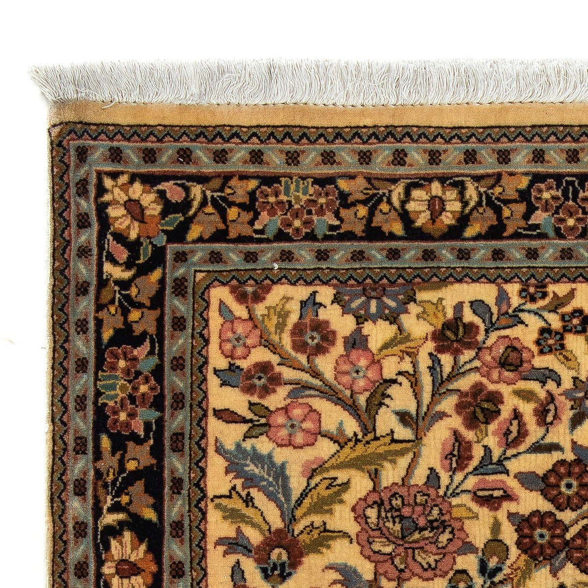 Ghom Teppich 68x113cm - Perserteppich - senfgelb
