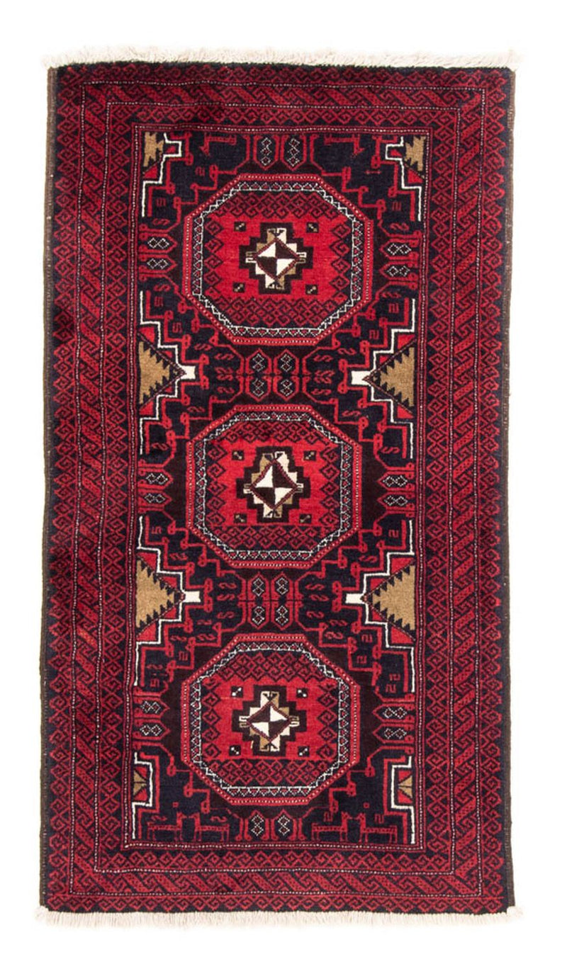 Belutsch Teppich 95 x 175 cm - dunkelrot