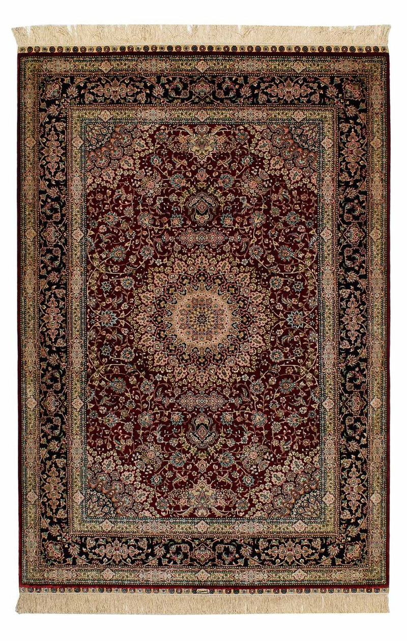 China Seide Teppich 122x183cm - Orientteppich - dunkelrot