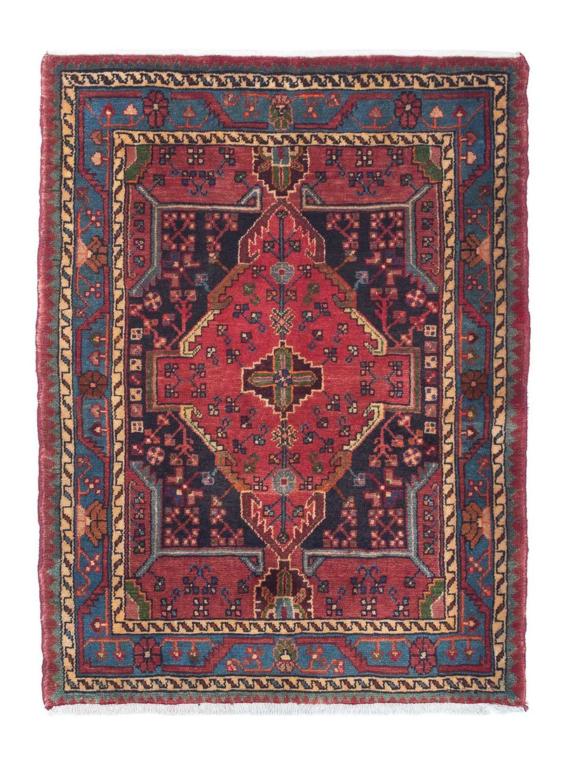 Hamadan Teppich 108x155cm - Perserteppich - dunkelrot