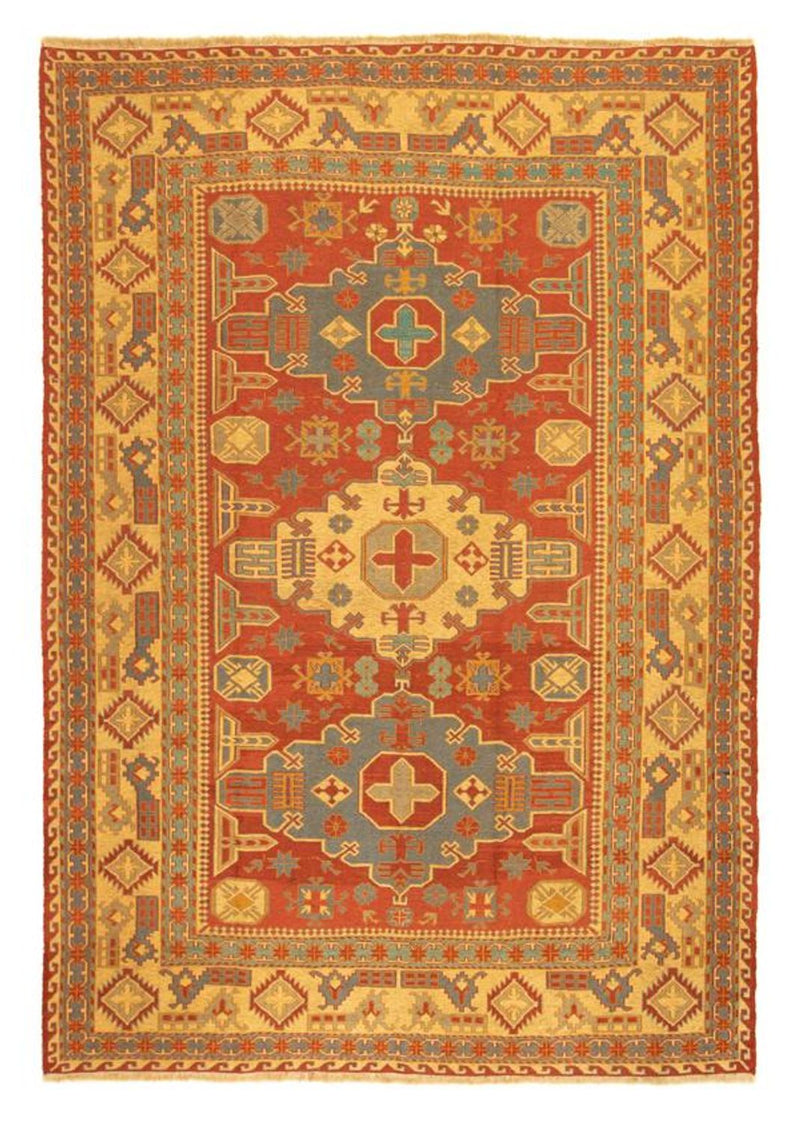 Kelim Seide Teppich 206x248cm - dunkelrot