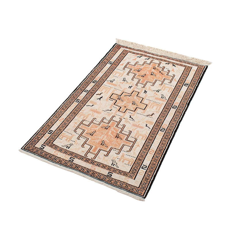 Kelim Seide Teppich 65x101cm - beige