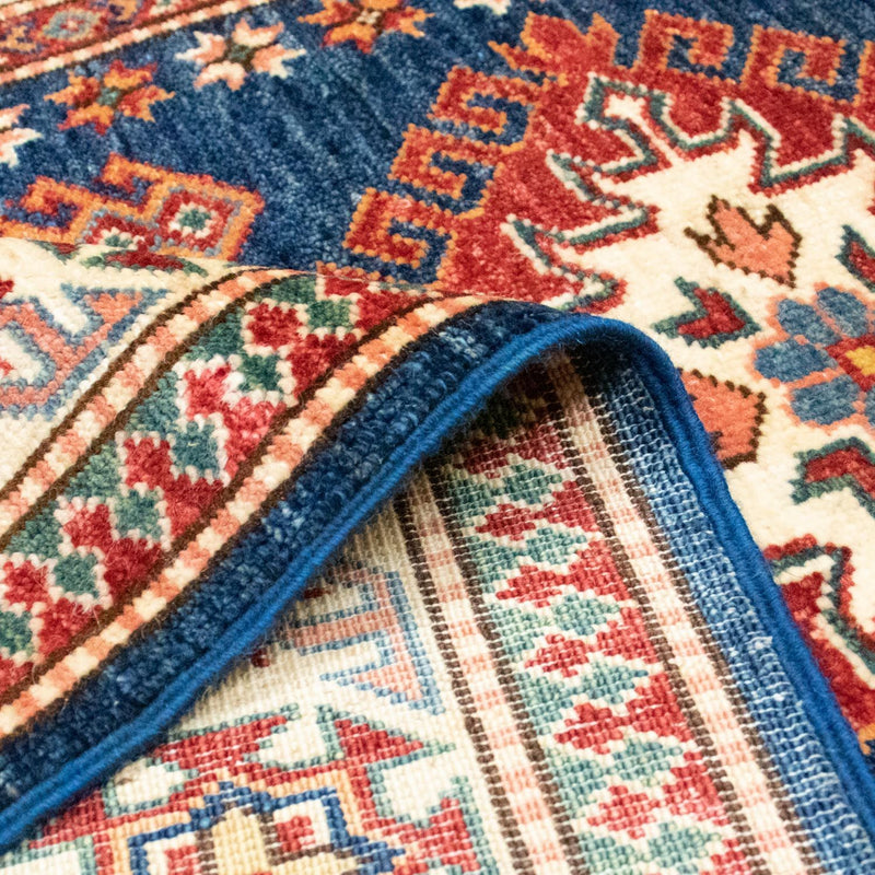Kazak Teppich 90x156cm - Orientteppich - dunkelblau