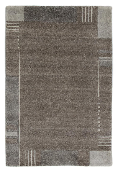 Nepal Teppich 60x90cm - Wollteppich - grau