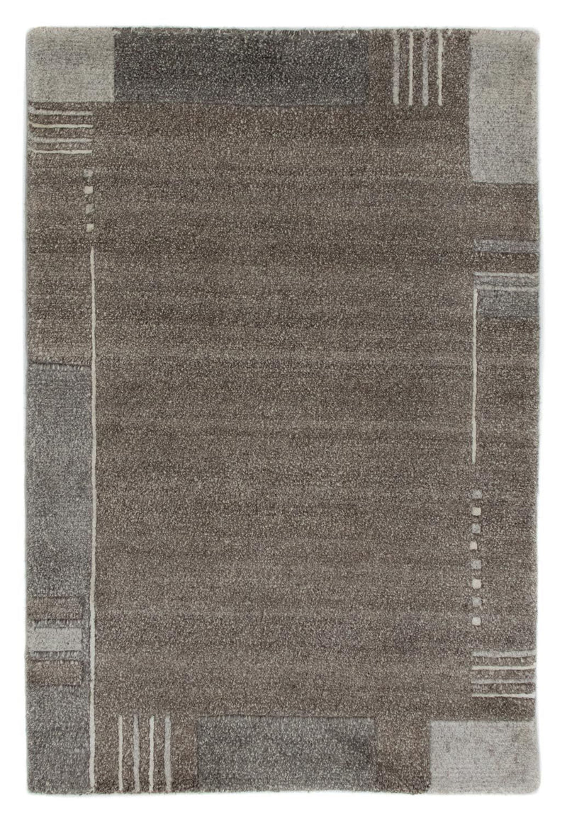 Nepal Teppich 60x90cm - Wollteppich - grau
