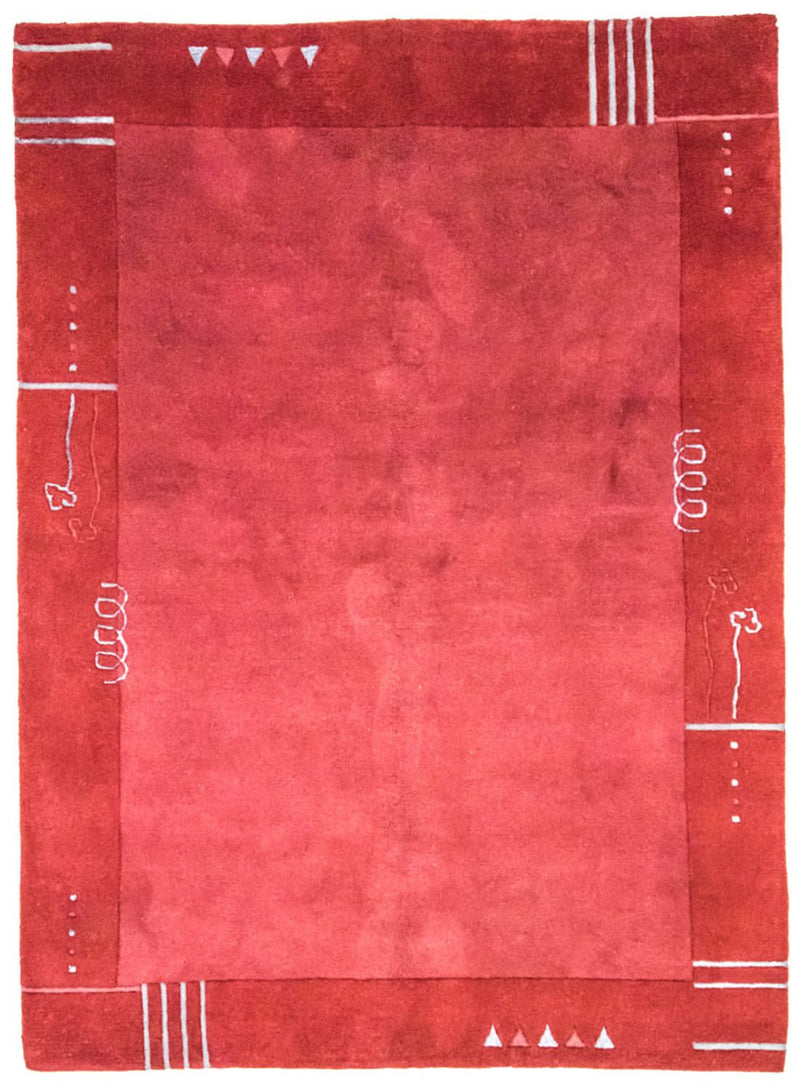 Nepal Teppich 160x230cm - Wollteppich - rot