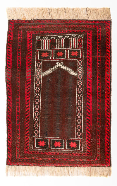 Belutsch Teppich 97x147cm - Orientteppich - dunkelrot